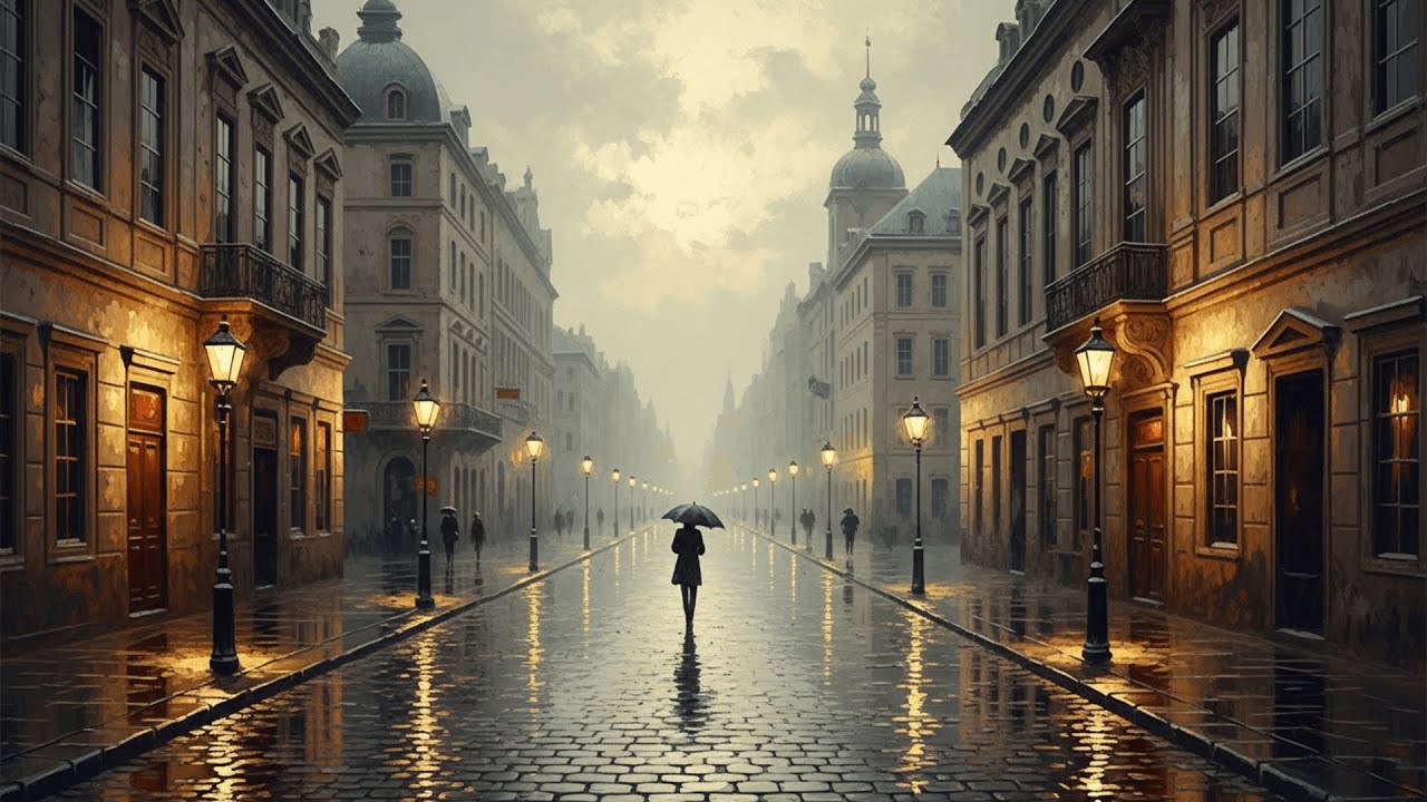 4K Vintage Cobblestone Street | Faded Pigment GLOW | Museum ART TV | 편안한 분위기 (Cozy Ambience)