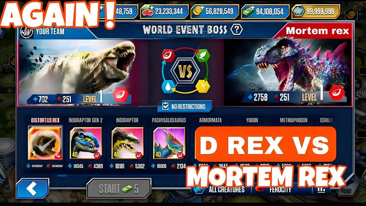 🔥 D REX VS MORTEM REX EVENT FINALLY COMES! 🔥| Jurassic World: The Game