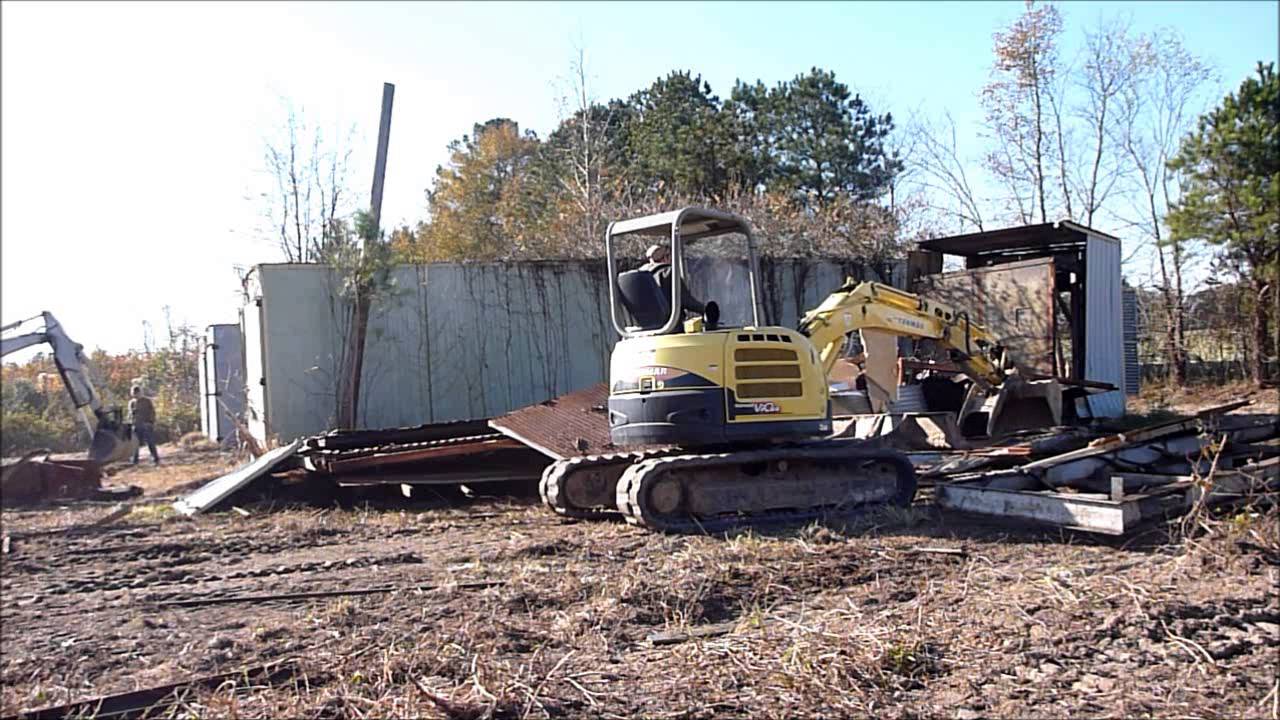 Yanmar Vio55 Mini Excavator Demolishing A barn