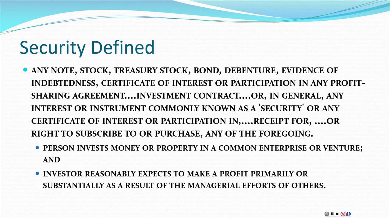 SECURITIES REGULATION--PART I
