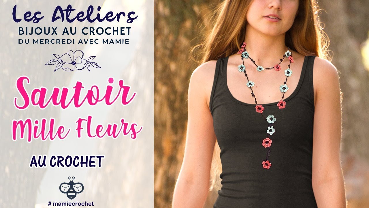 Comment faire un collier 1000 fleurs  au crochet Pas à pas pour débutante #mamiecrochet