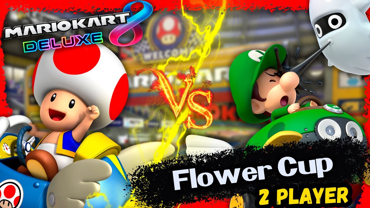 Mario Kart 8 Deluxe Multiplayer – 2 Players | Flower Cup 50cc (Baby Mario vs Toad)