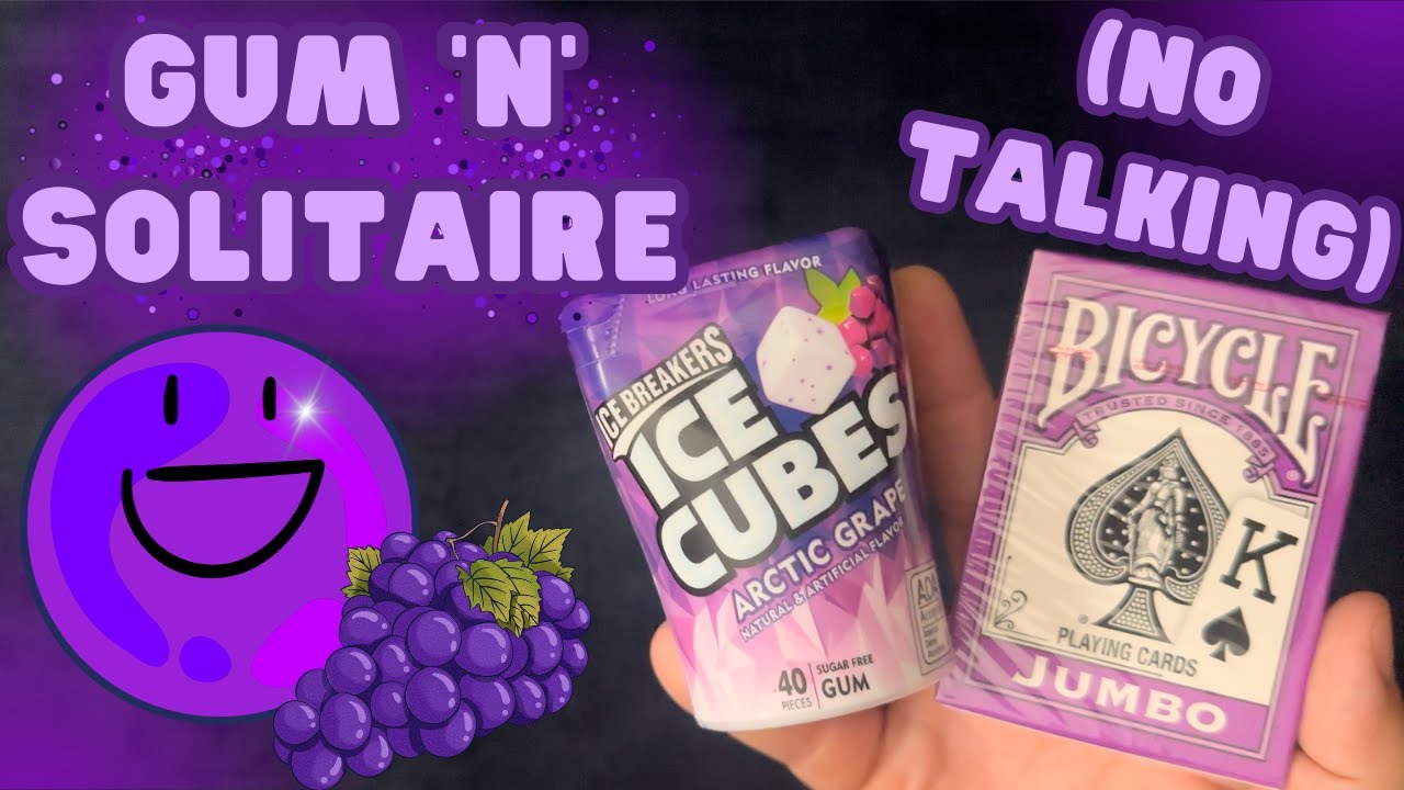 ASMR No talking Gum Chewing 'n' Mouth Sounds ~ Ice Breakers Grape Gum ASMR Solitaire #417