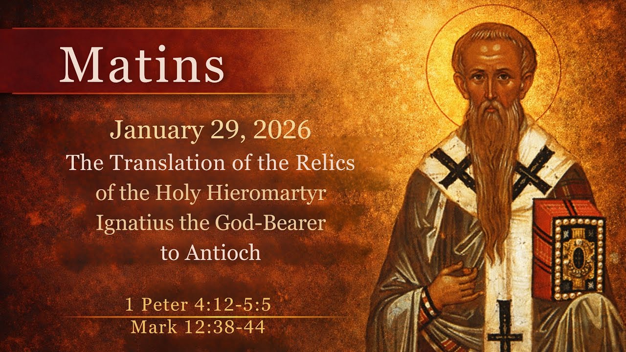 Matins | Translation of the Relics St Ignatius to Antioch | St Panteleimon Ministry (Jan 29, 2026)
