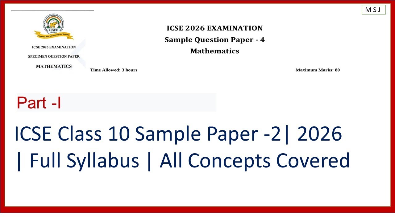 ICSE Class 10 Sample Paper 2 | Part 1| Full Syllabus | All Concepts Covered
