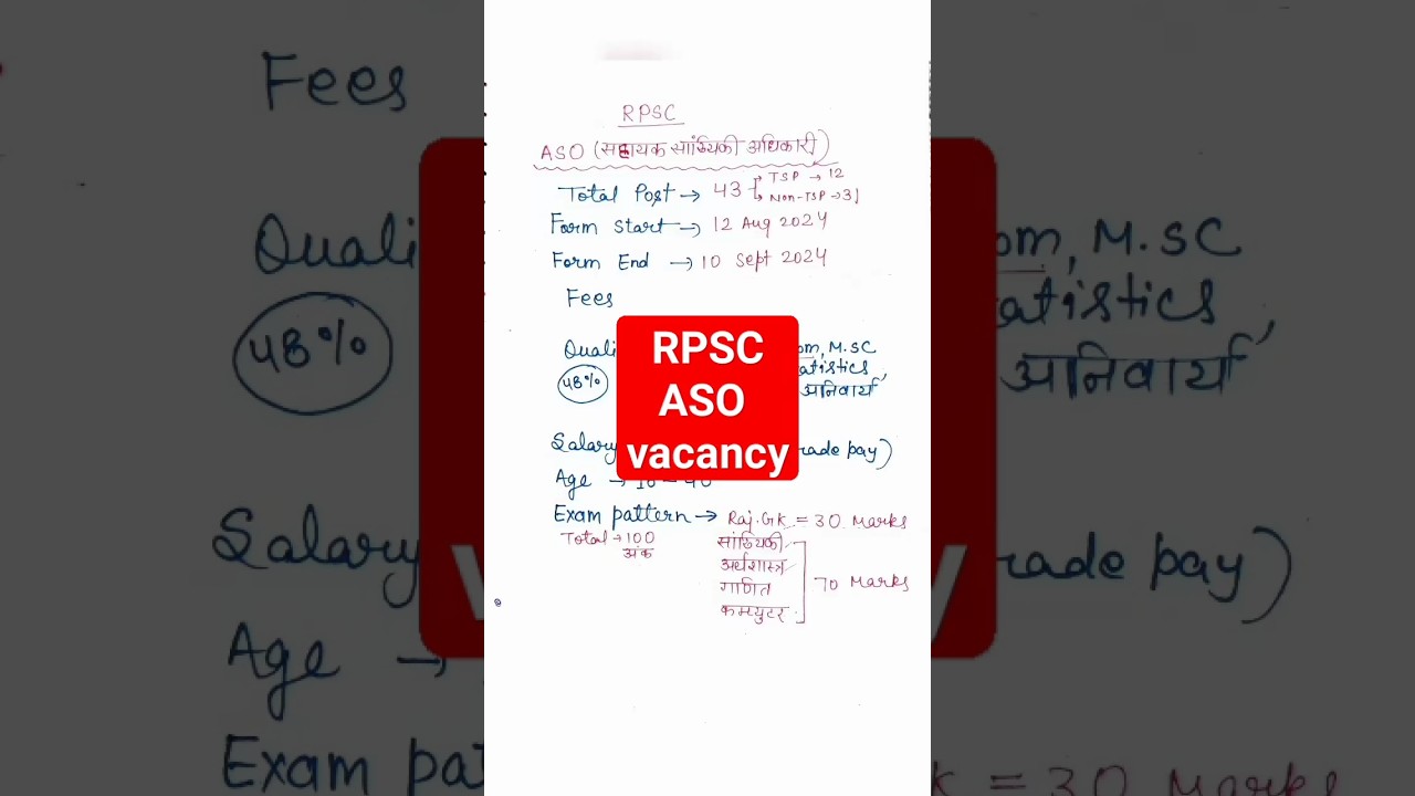 RPSC ASO vacancy#aso#cetgk#rajasthangk #handwrittennotes#penpencilclasses#shorts