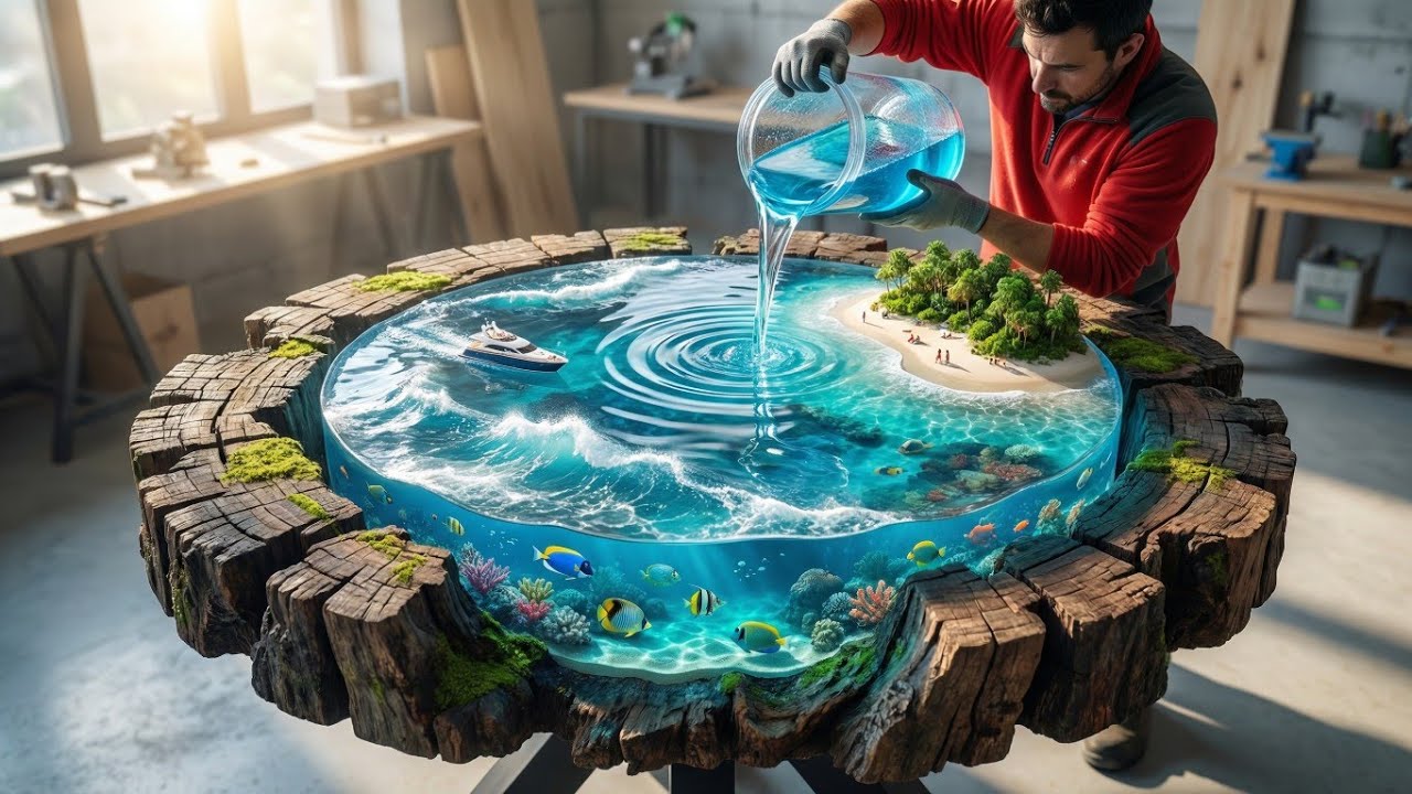 A Master Woodworker Turned Rotten Holes in Wood Into an Entire Ocean — You Won’t Believe This Table