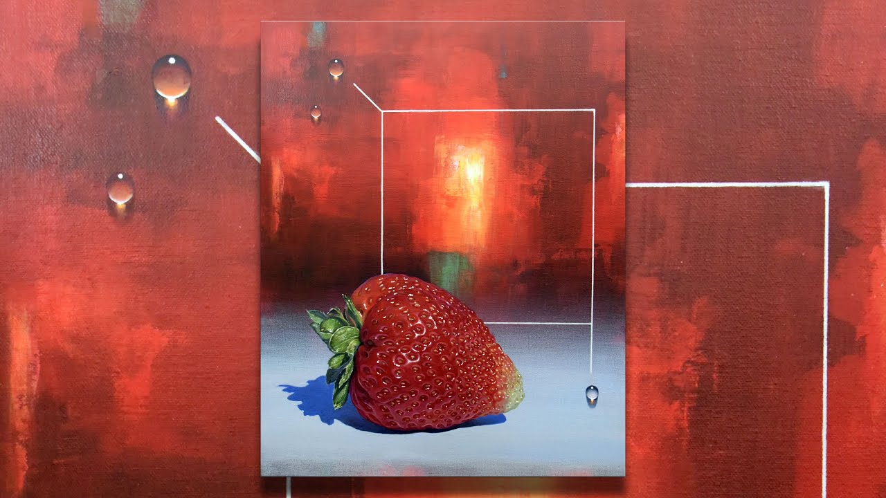 Strawberry and Water drops | PAINTING PROCESS | ACRYLIC PAINTING | FOR BEGINNERS |# 71