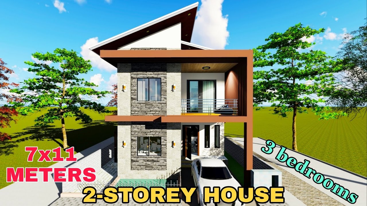 2 Floor House Design | Modern house | 7.0m x 11m | 3 bedrooms | W. Design House #9