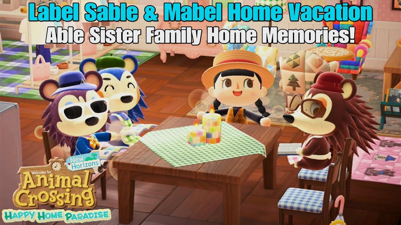 Animal Crossing NH Happy Home Paradise - Able Sister Family Home Vacation & Label Sable And Mabel