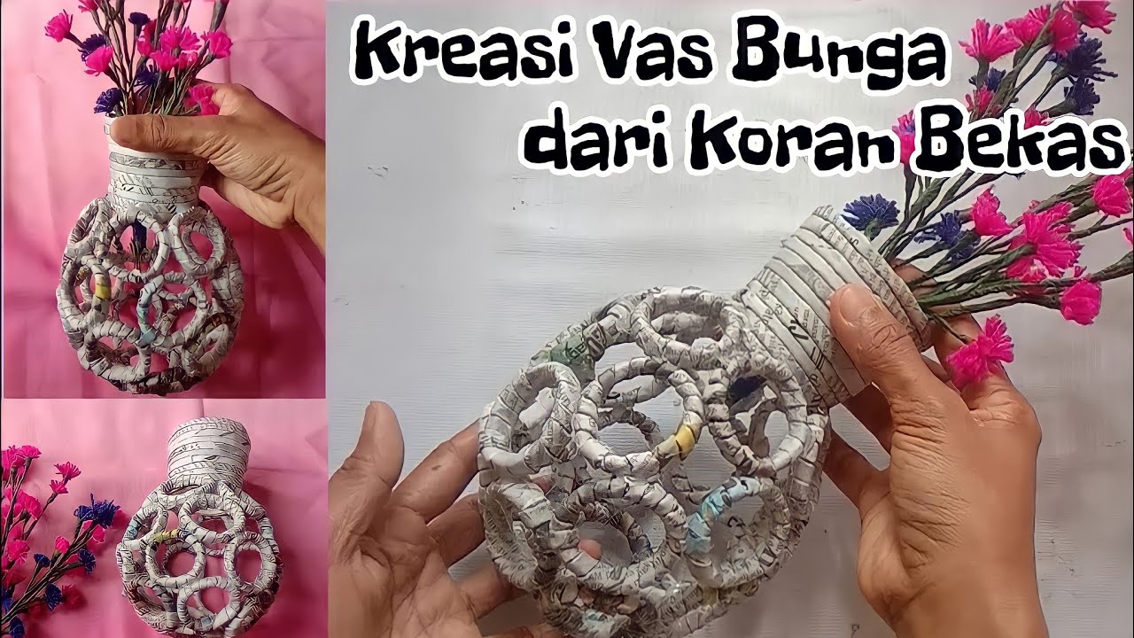 Cara membuat Vas Bunga dari Kertas Koran || How to Make Flower Vase from Waste