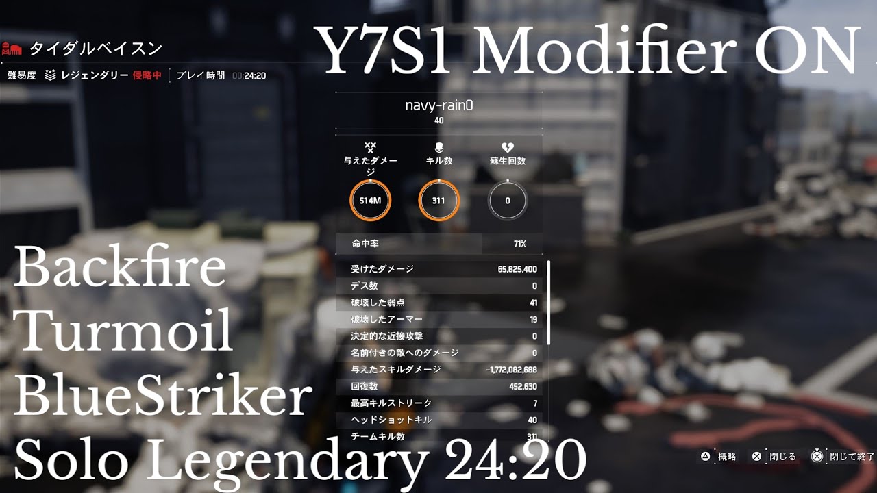 [Y7S1] Tidal Basin Blue Striker Solo Legendary 