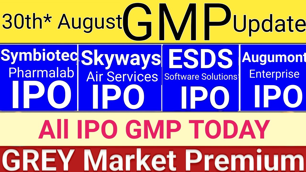 All IPO GMP Today | ESDS Software IPO GMP Symbiotec IPO GMP Augmont IPO Skyways IPO Stock Market Tak