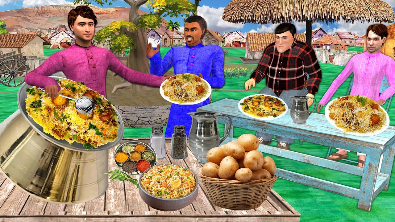 Aloo Dum Biryani Garib Kisan Ka Tasty Aloo Biryani Famous Street Food Hindi Kahaniya Moral Stories