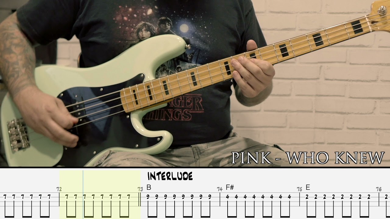 PINK - Who knew [BASS COVER + TAB]