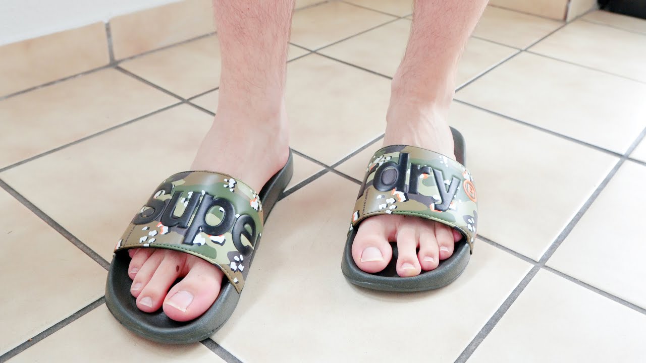 Superdry Camo Slides on Feet Review