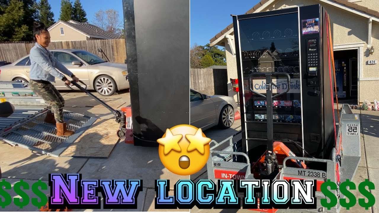 Loading & unloading vending machine at new location I got from Facebook!! using a uahul trailer !!