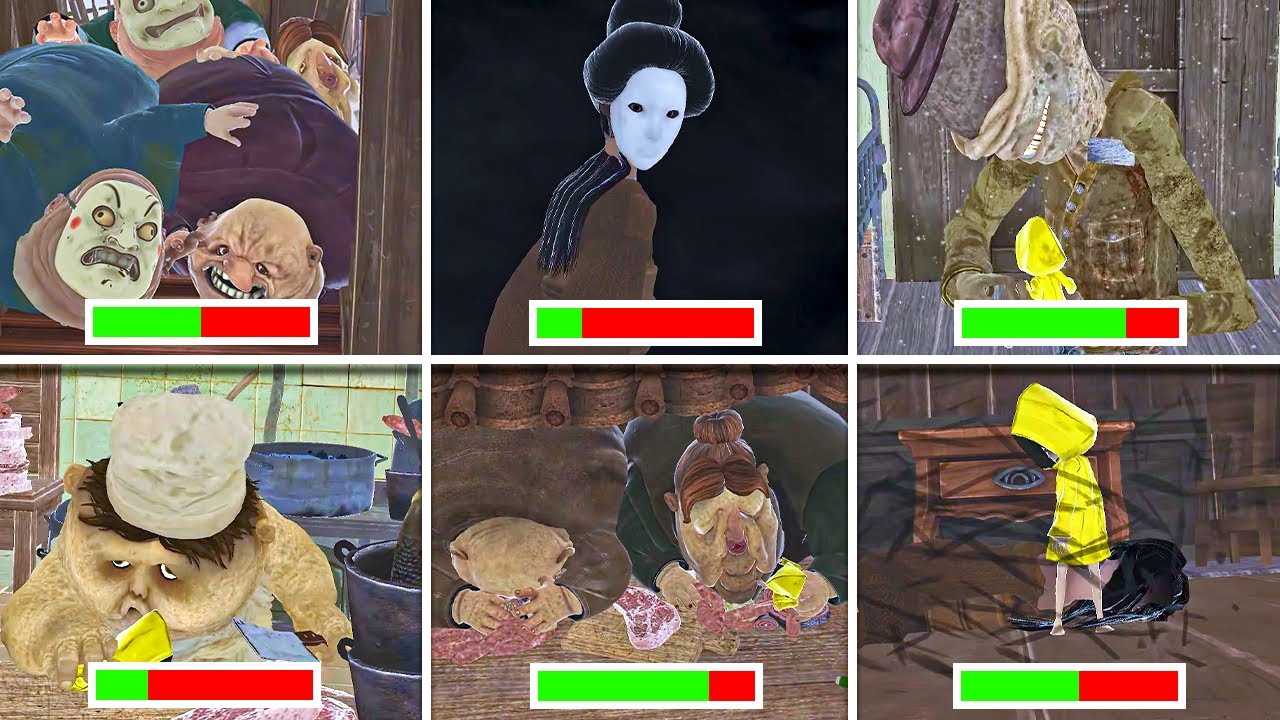 Little Nightmares 1 - All BOSSES With HEALTHBARS in BRIGHT Mode