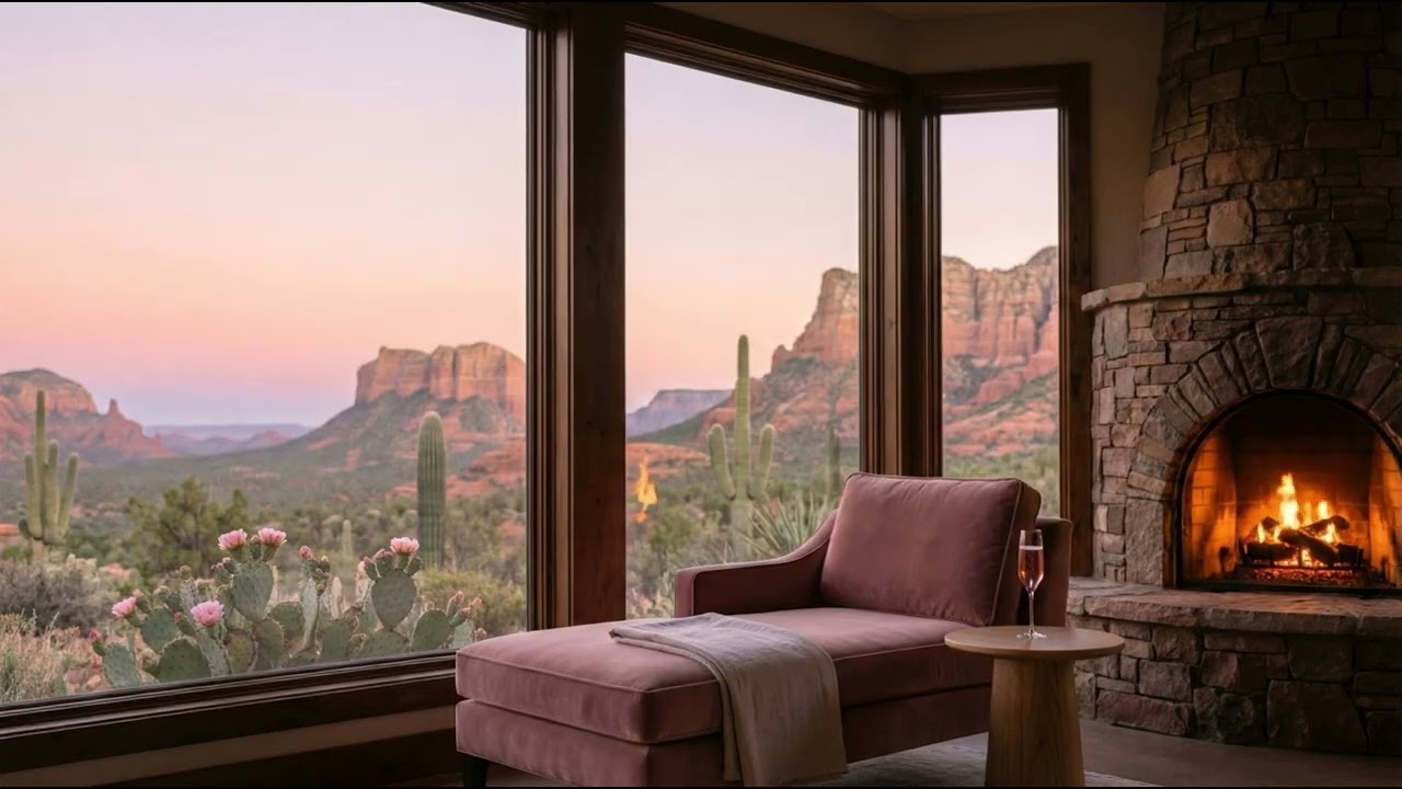 Desert Nature Reading Nook | Fireplace  & Nature Ambience | Relax or Focus (6 Hours)