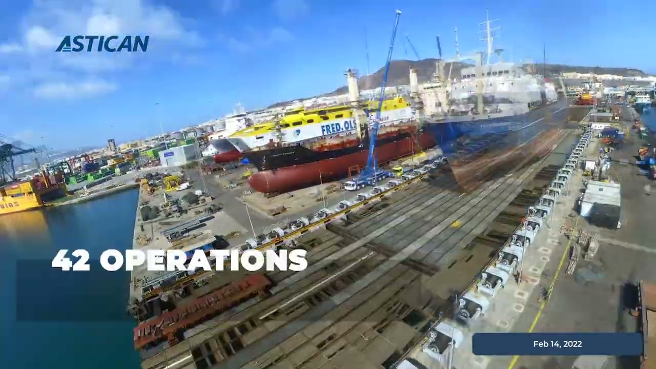 Aerial timelapse showing 45 days of uninterrupted ship repair activity.