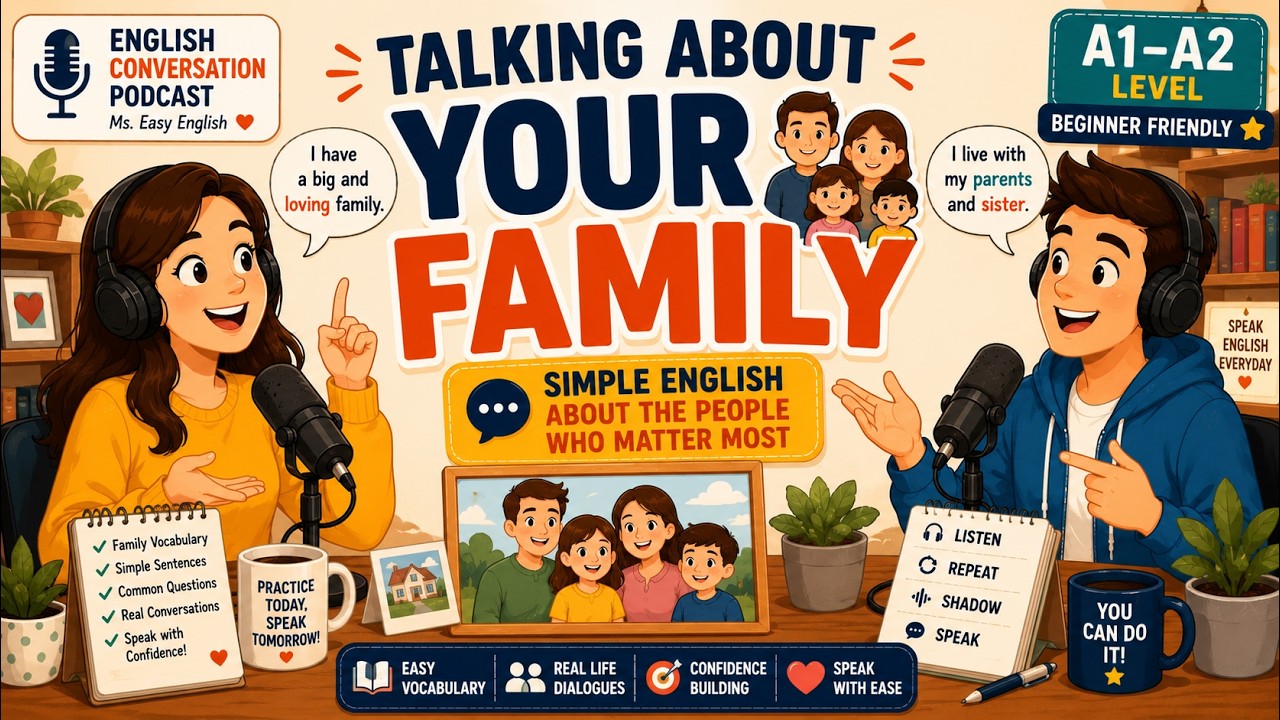 English Conversation Podcast: Talking About Your Family 👨‍👩‍👧‍👦 | A1–A2 Beginner Friendly
