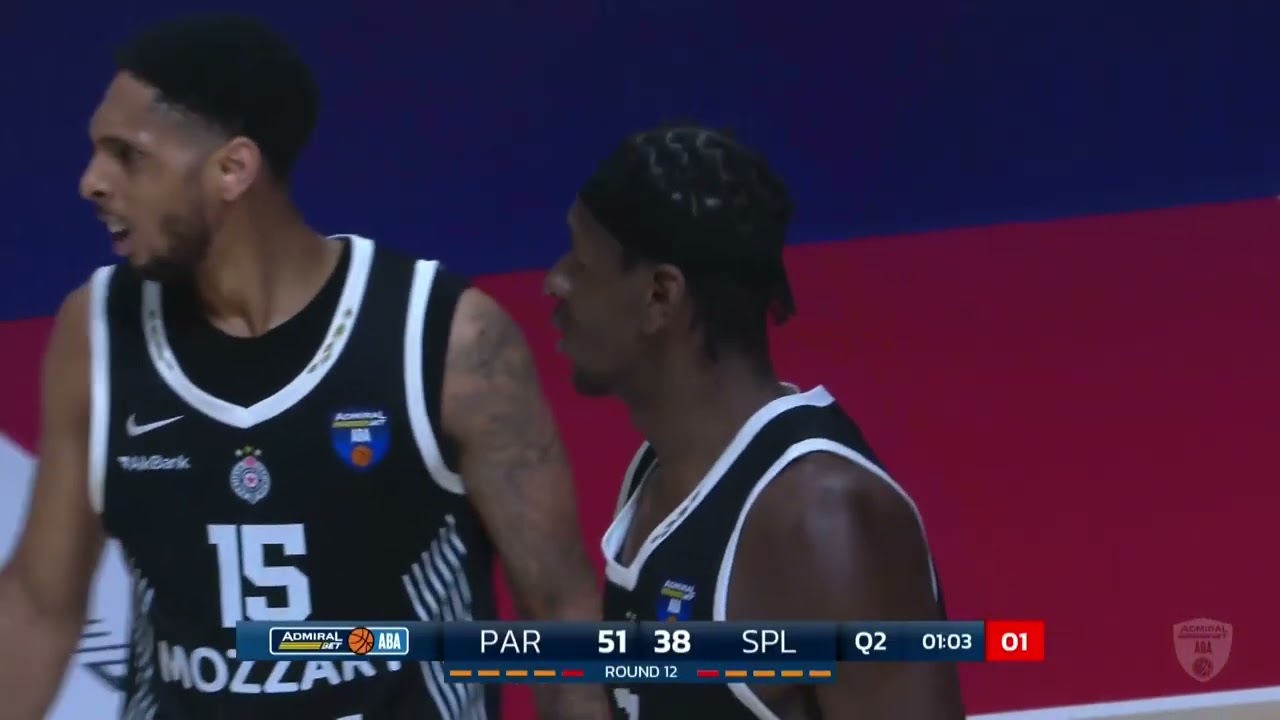 AdmiralBet ABA League 2025/26, extended highlights, R12: Partizan Mozzart Bet - Split (28.12.2025)
