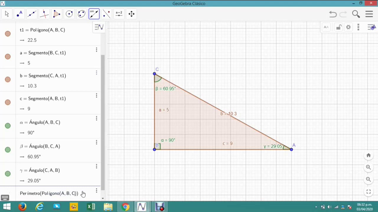 TRIÁNGULO RECTÁNGULO CON GeoGebra