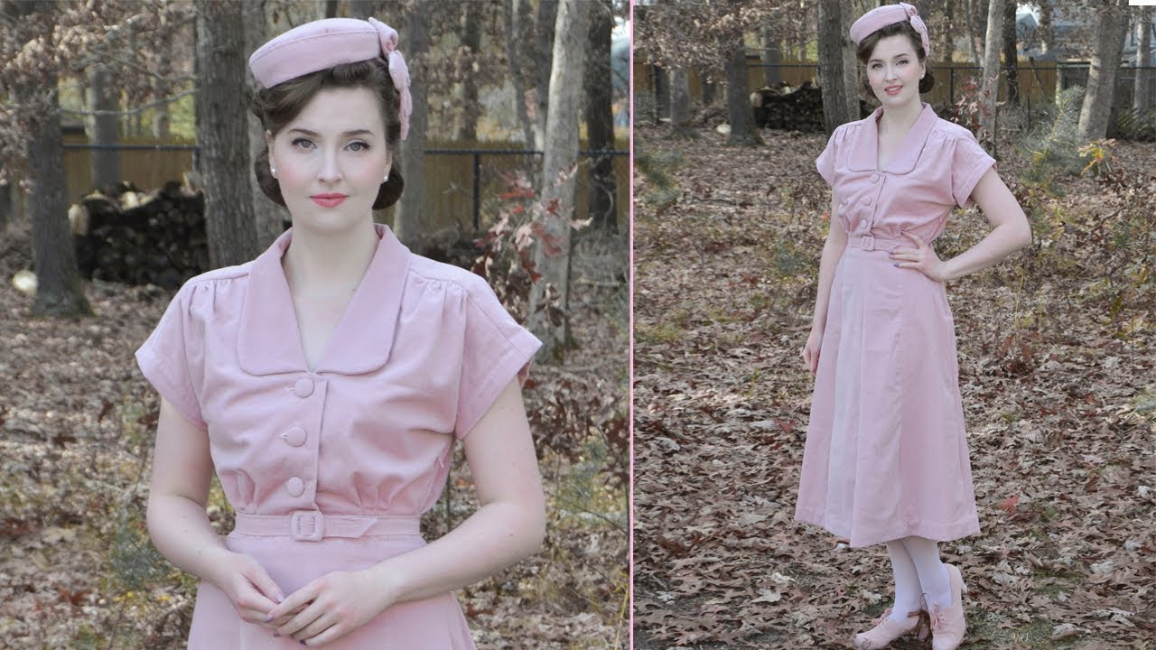 A Pink Velveteen 1940's Dress : Sewing Vlog