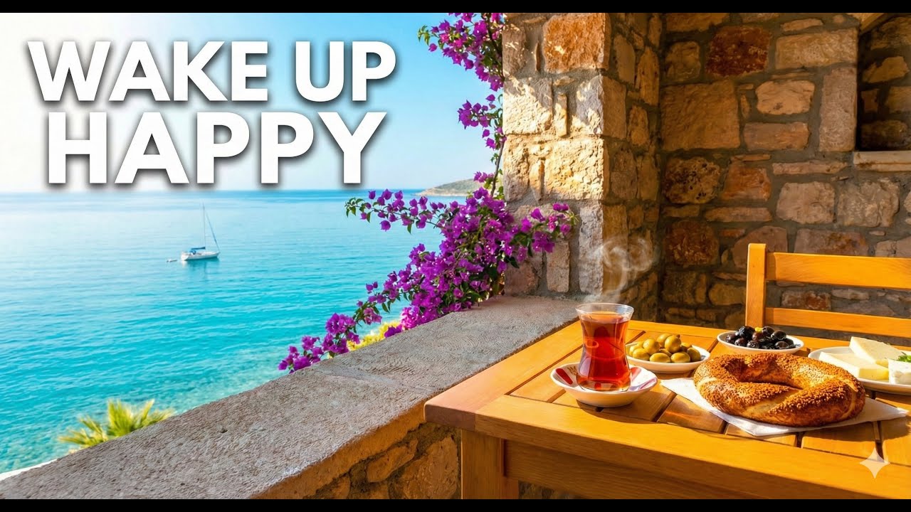 Sunny Morning on an Aegean Balcony ☀️ Gentle Sea Breeze, Birds & Relaxing Guitar (Wake Up Happy)