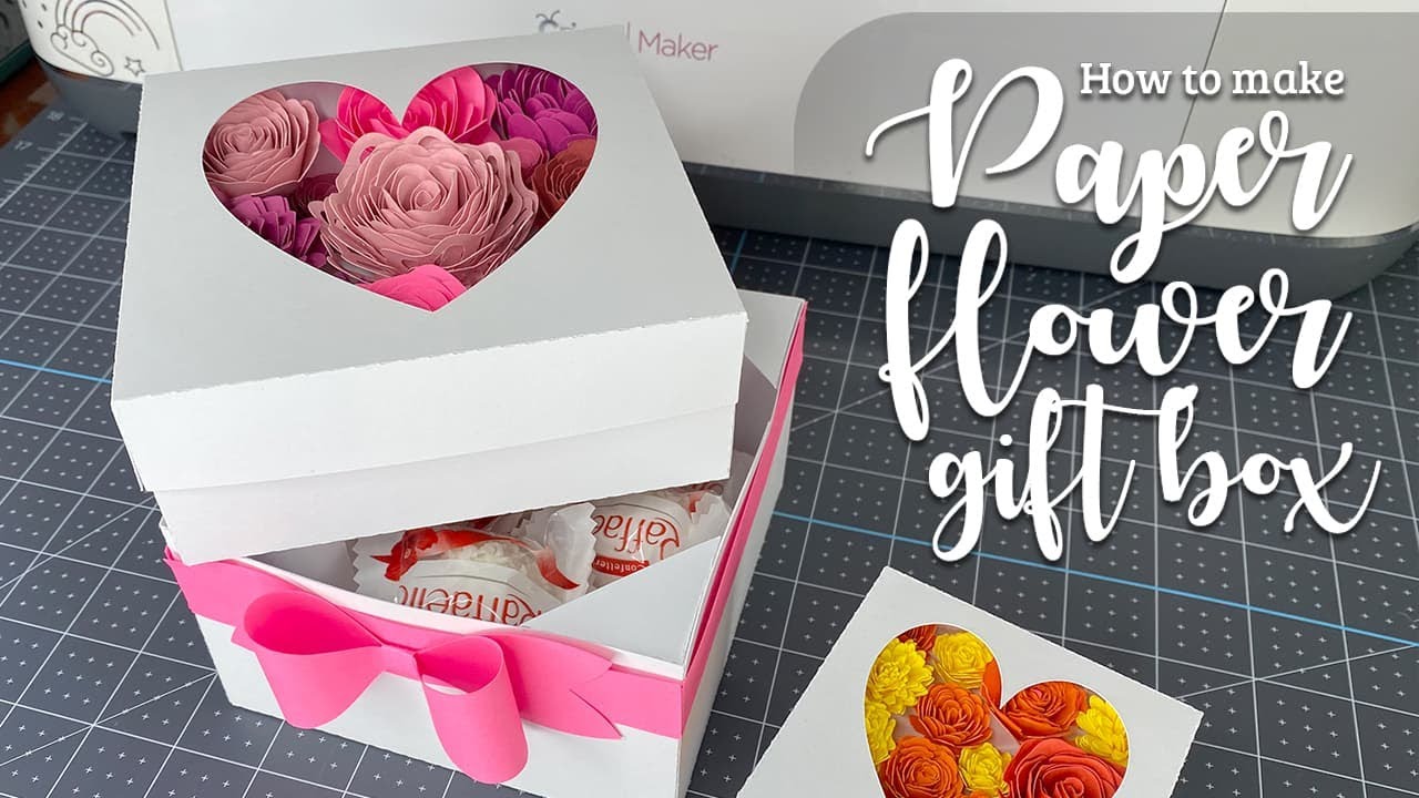 Paper Flower Gift Box SVG Template | DIY Candy Holder with Paper Flowers | Mother's Day Gift Idea