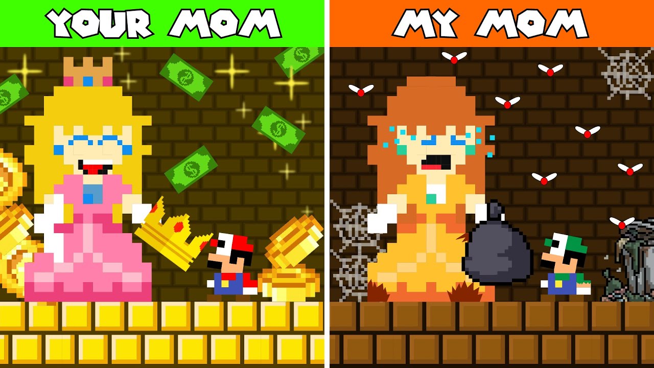 Baby Mario and Luigi Poor vs Rich: Your Mom vs. My Mom Challenge