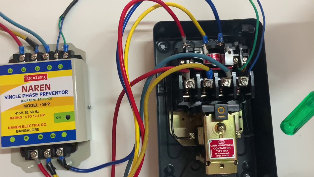Connecting Naren Single Phase Preventor SP2 to LTLK DOL Starter (Kannada Version)