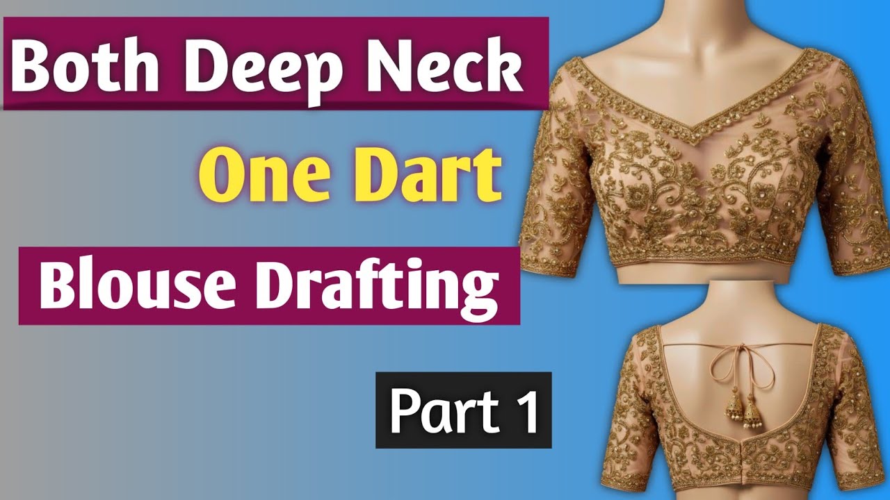 Both Deep Neck Blouse cutting ✂️😱🔴||One Dart Blouse Basic Block cutting kaise karen ||