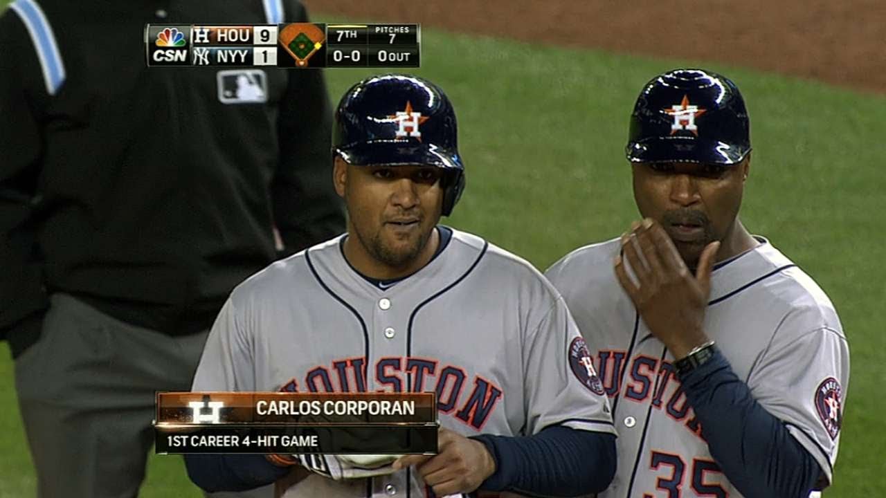 HOU@NYY: Corporan collects four hits, drives in four