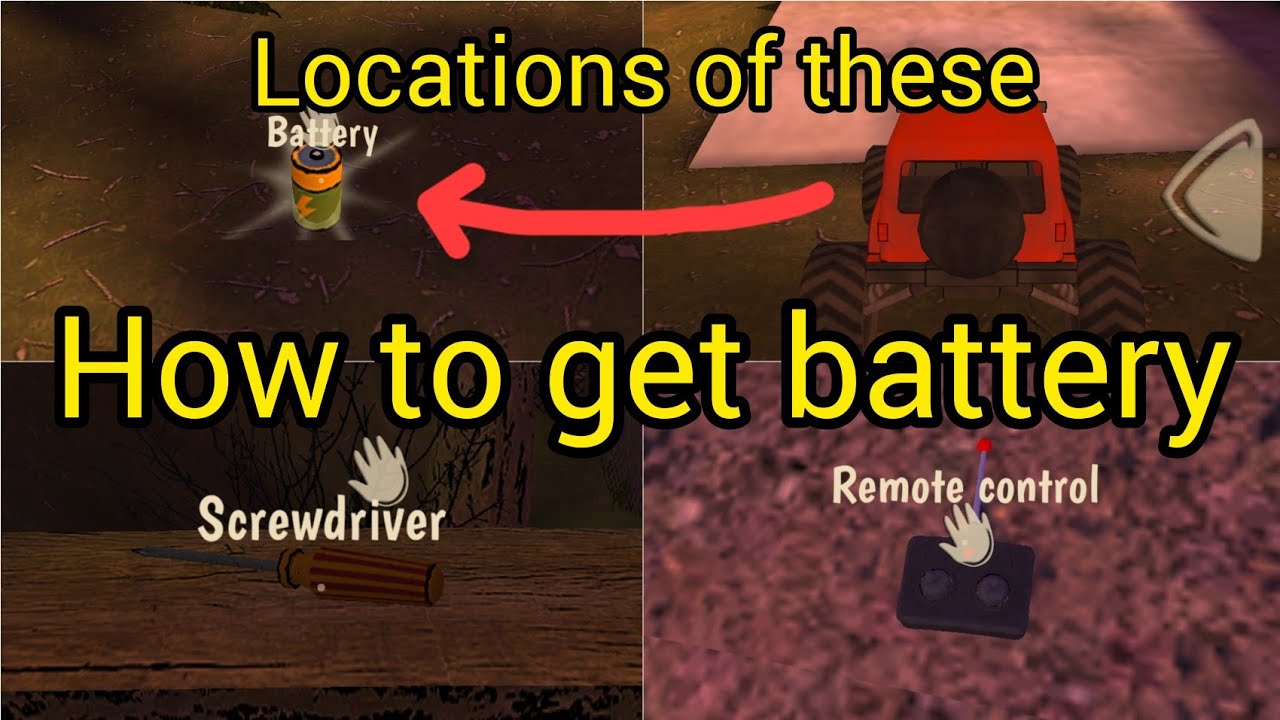 locations of remote control of car and screwdriver and how to get battery in horror tale 1