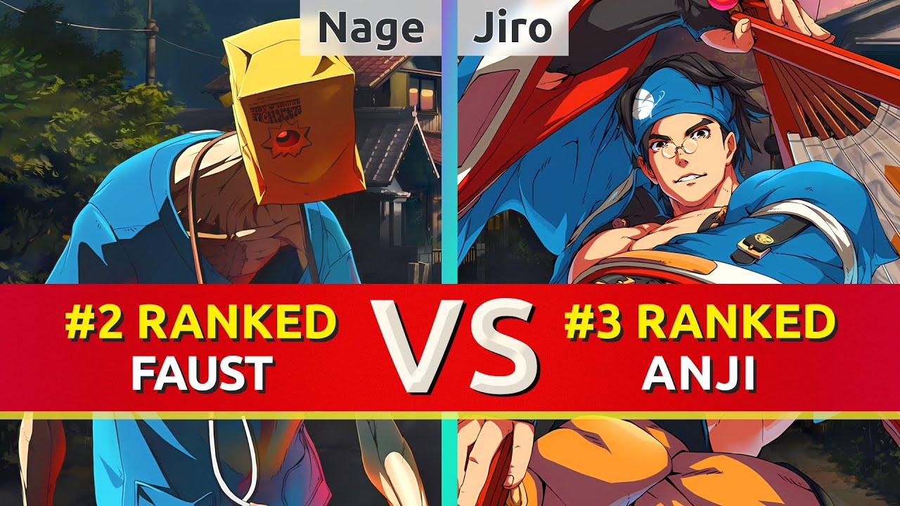GGST ▰ Nage (#2 Ranked Faust) vs Jiro (#3 Ranked Anji). High Level Gameplay