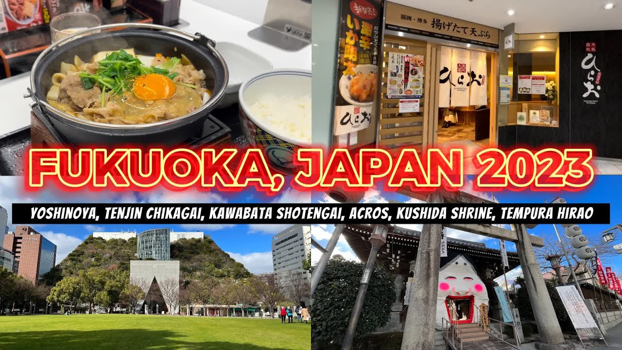 Fukuoka 2023 🇯🇵❄️ Vlog | Yoshinoya, Tenjin Chikagai, ACROS, Kawabata, Kushida Shrine, TempuraHirao