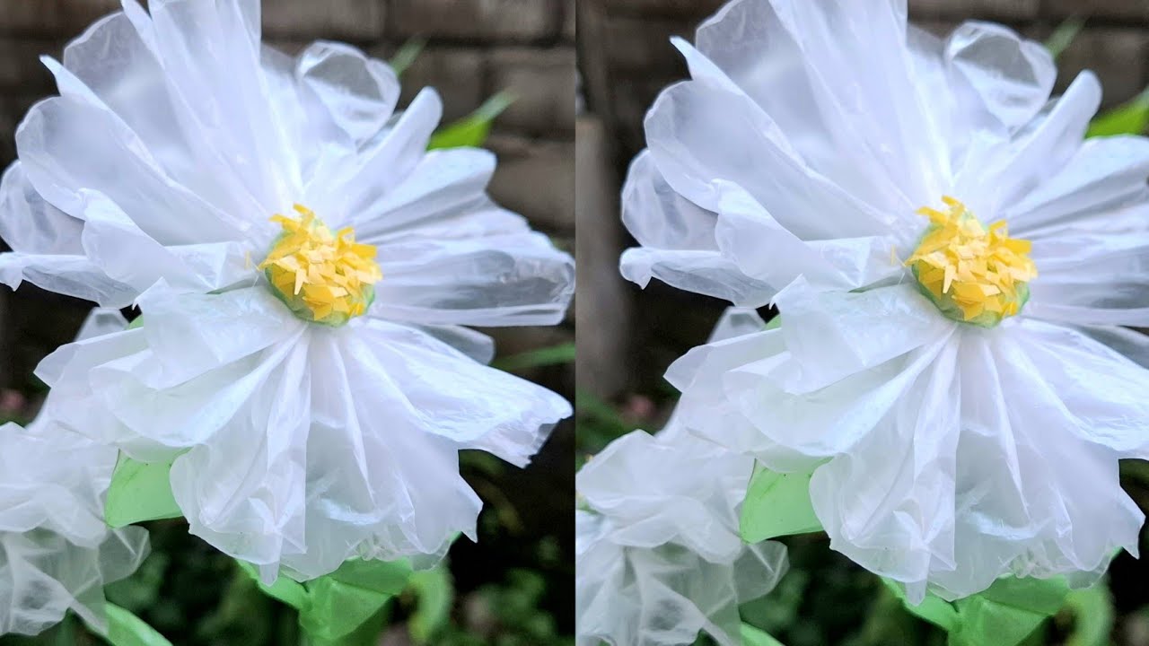 i made beautiful flowers from plastic bags....