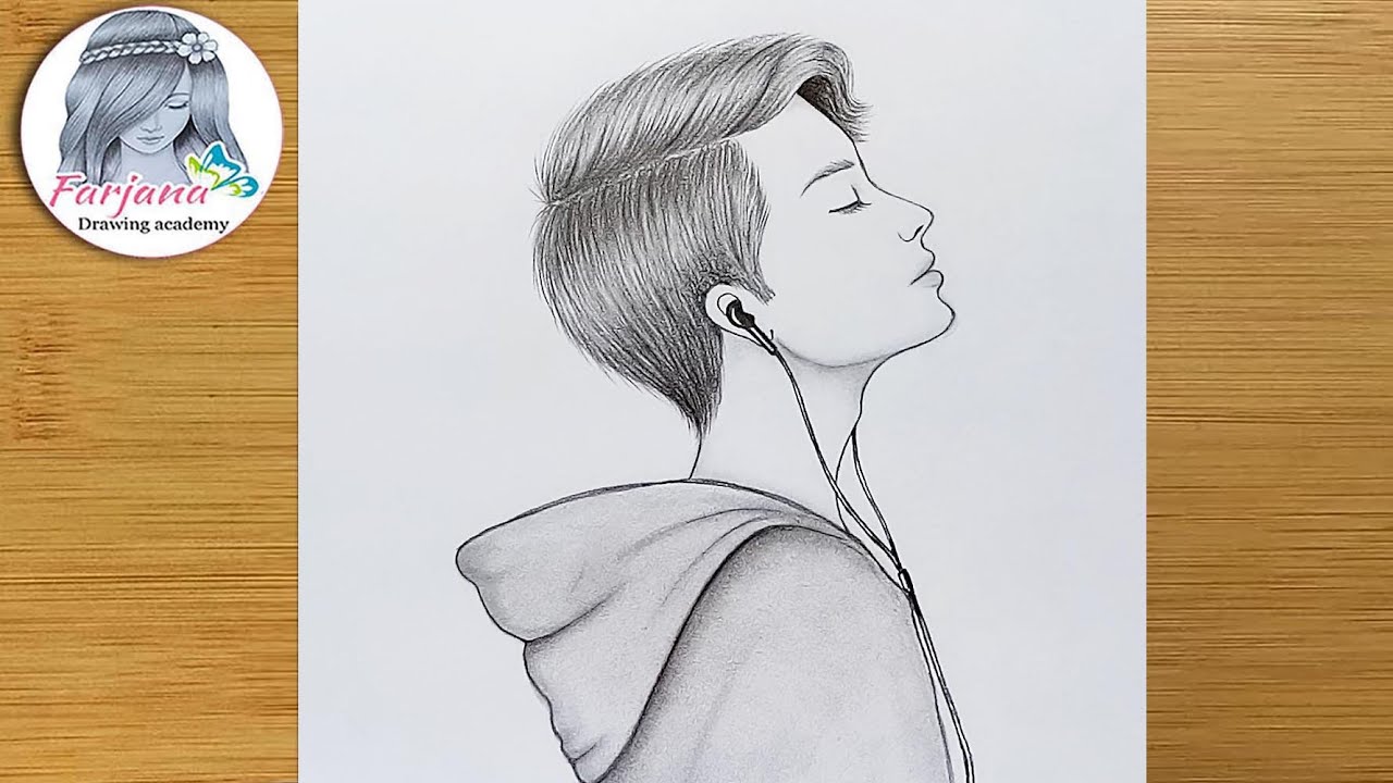 How to Draw a Boy with earphones - for beginners ||  Pencil Sketch Tutorial || Boy Drawing