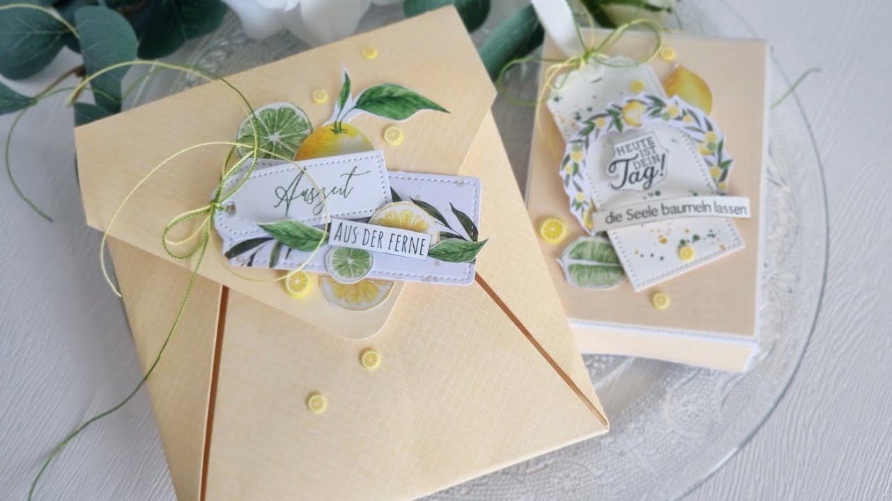 Flat Fold Verpackung basteln, Umschlag für Gutscheine, Wellness Geschenkset basteln