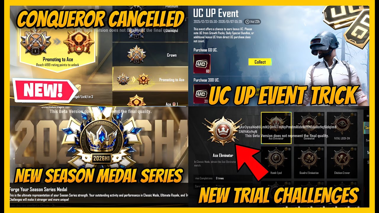 🔥BGMI CONQUEROR TIER CANCELLED? NEW 2026H1 S28 SEASON MEDAL SYSTEM l UC UP EVENT IS HERE 4.2 UPDATE