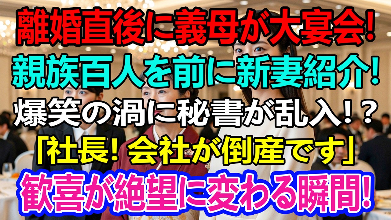 離婚して間もなく、義母は88卓の宴を開き、親族100人を招いて『新しい嫁です！』と紹介した。笑い声が響く中、秘書が駆け込んできた――『会社が倒産しました！』。会場は一瞬で騒然となった。