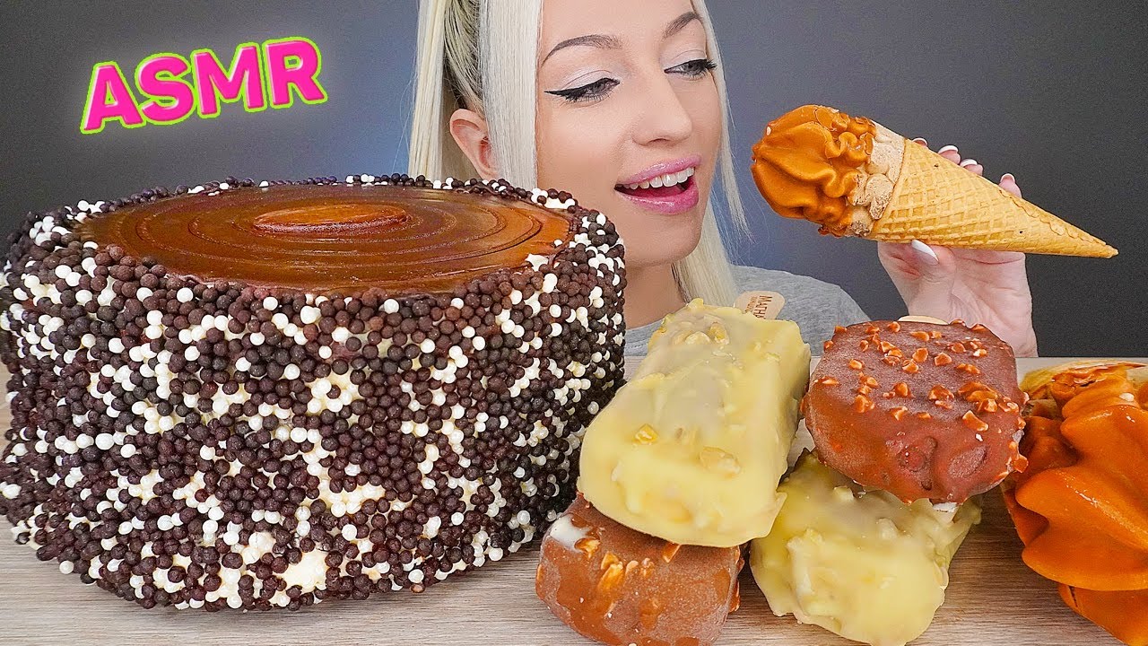 ASMR EATING CHOCOLATE CAKE, ICE CREAM, SWEET FOOD, 초코아이스크림, 케이크 먹방 (DESSERT) MUKBANG 먹방, 4K