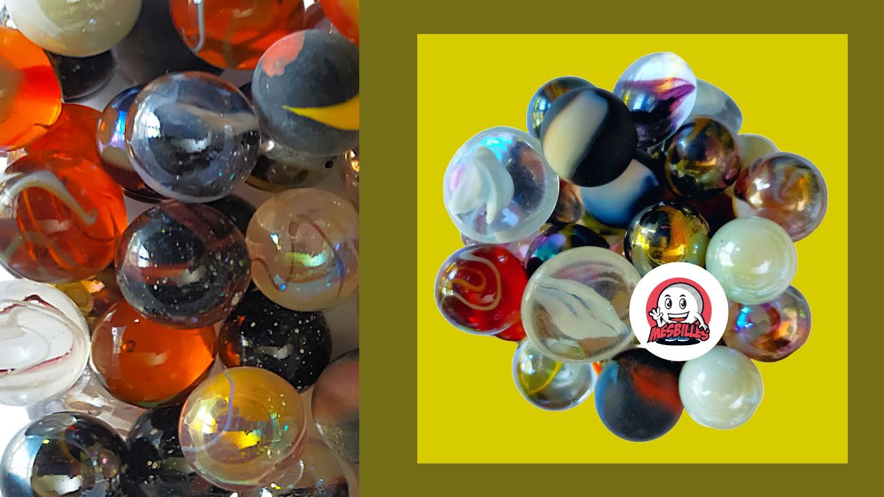 MesBilles - 55 Billes Black Hole Mélange de Billes Rondes et Plates