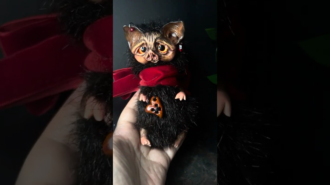 Making a fantasy bat - OOAK Handmade Mixed Media Art Doll - Polymer Clay Fimo Professional #fimo