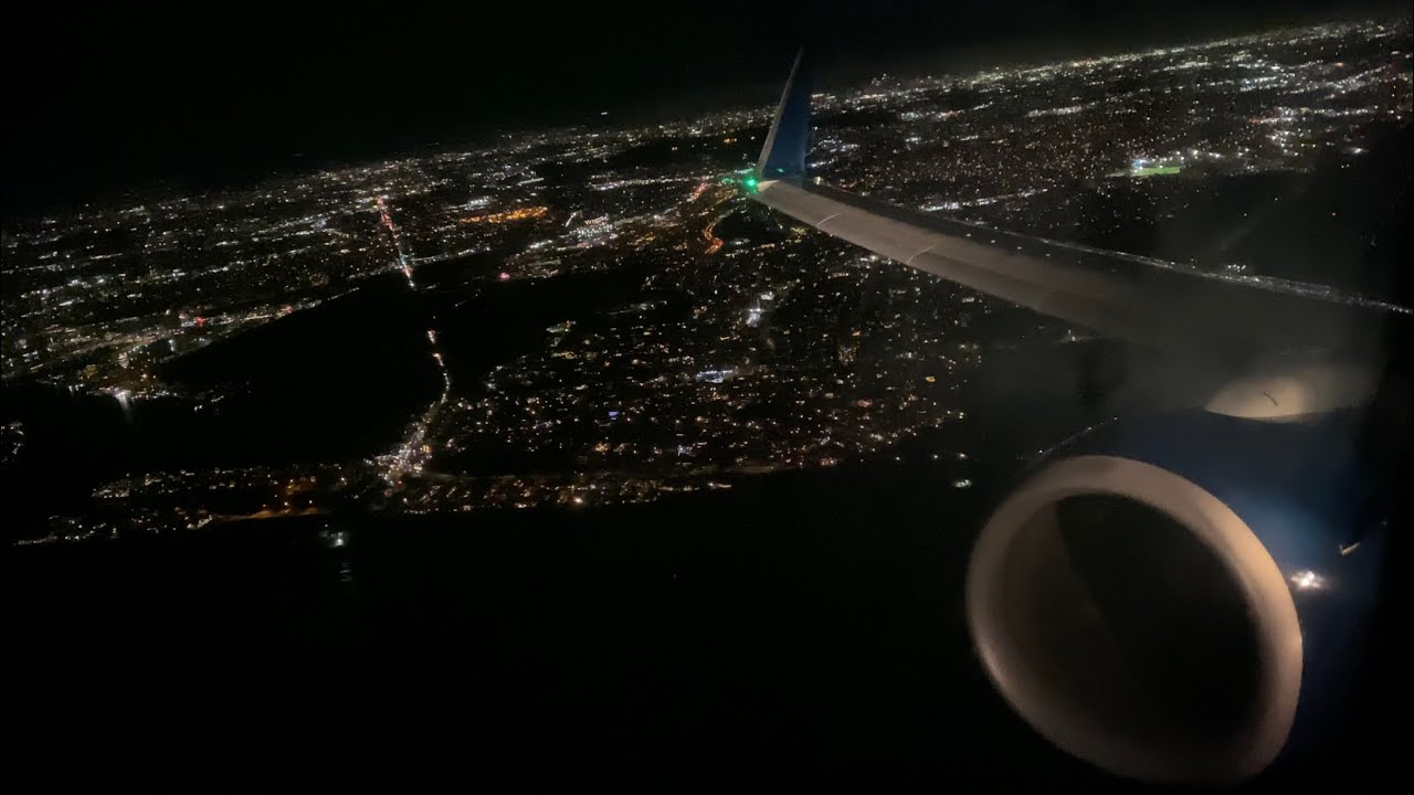 Stunning night view of Los Angeles area! - Delta Airlines 737-900ER taxi and takeoff from LAX