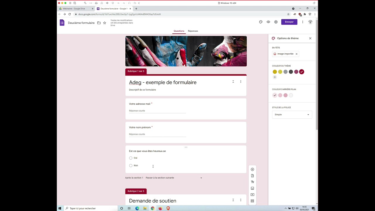[Google Form] Section et embranchement dans un formulaire