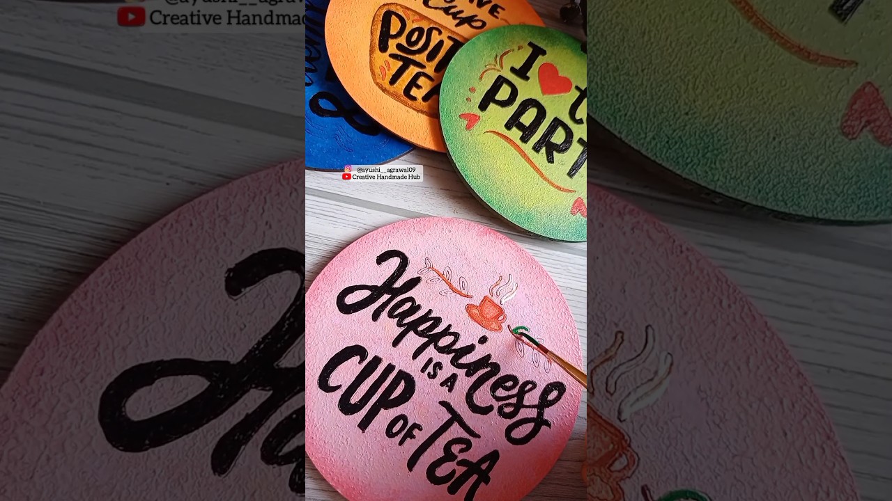 Paint Tea Coasters with me😻❤️ #shorts #trending #ytshorts