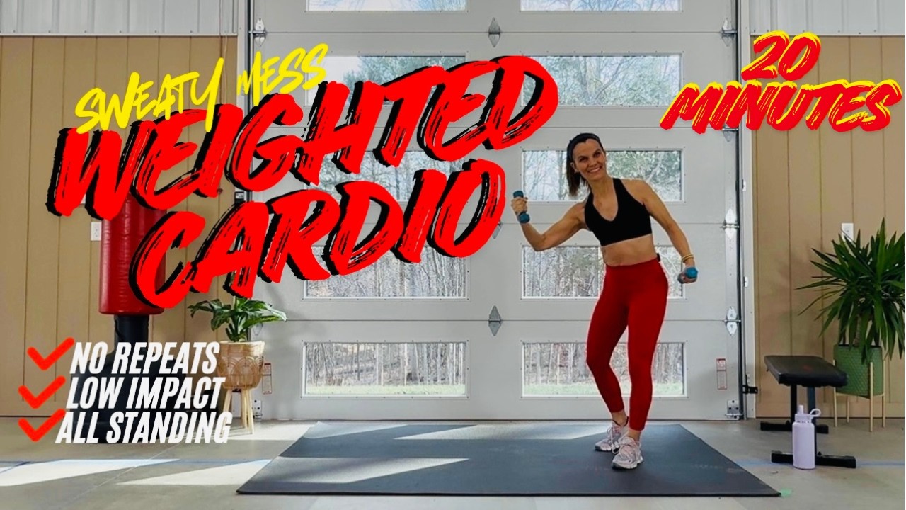 BURN & TONE ULTIMATE 20 MIN Low Impact WEIGHTED CARDIO Workout / No Repeat All Standing / dcfitt