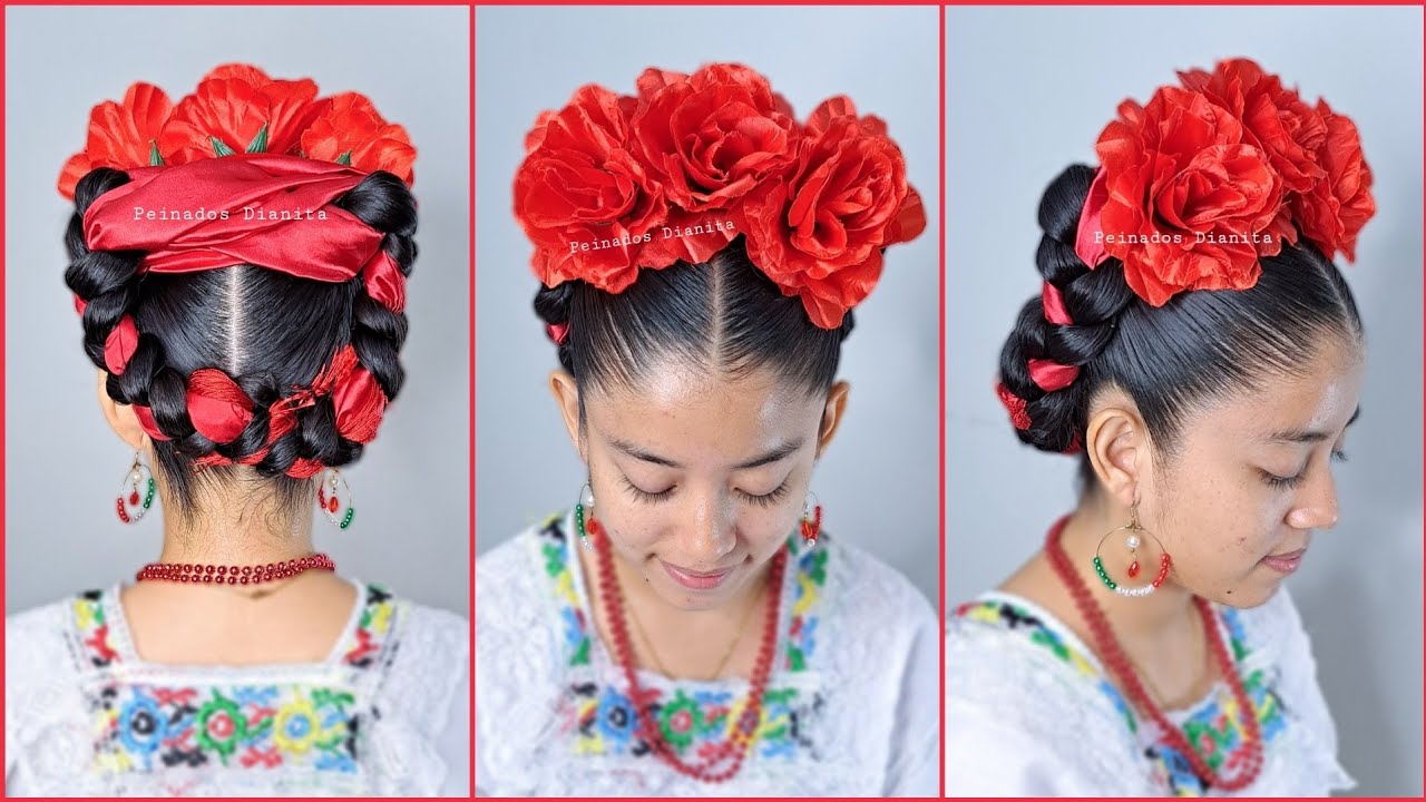 Peinado de FRIDA KAHLO 🌹❤ | facil, rapido y bonito 😍